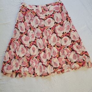 Jones New York Womens Floral A-Line Skirt in Pink/ PeachyCream Coquette Sz 12